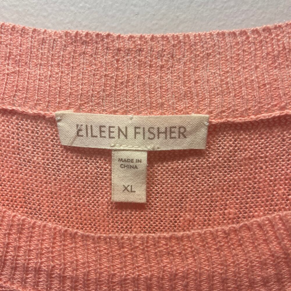 Eileen Fisher Sweater Tunic Peach Linen Spring Thin Knit Beachy Coastal XL - Picture 5 of 7